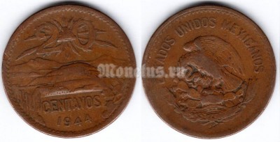 монета Мексика 20 сентаво 1944 год