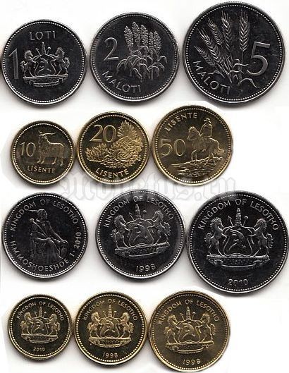 Лесото набор из 6-ти монет 1998-2010 год