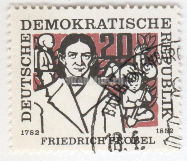 марка ГДР 20 пфенниг "Fröbel**" 1957 год Гашение