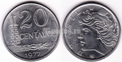 монета Бразилия 20 сентаво 1977 год