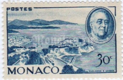 марка Монако 30 сентиме "Monaco harbor" 1946 год