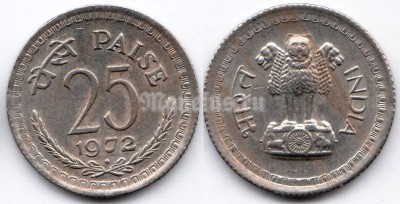 монета Индия 25 пайс 1972 год ♦