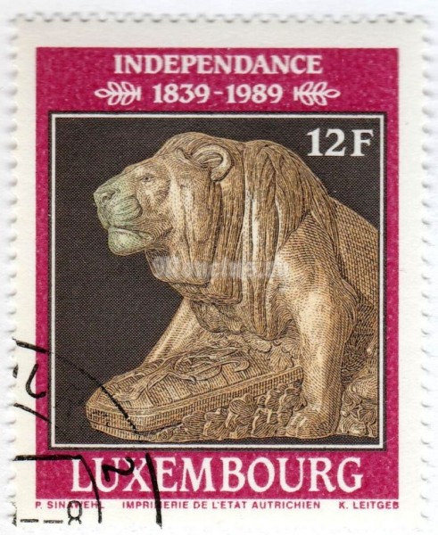 марка Люксембург 12 франков "Luxembourg Independence" 1989 год Гашение