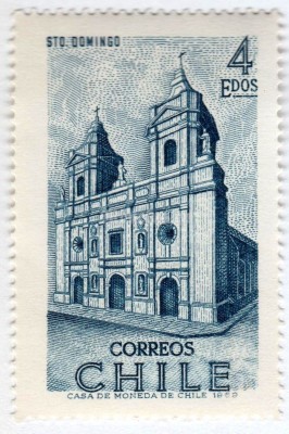 марка Чили 4 эскудо "Santo Domingo Church, Santiago" 1970 года