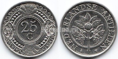 монета Нидерландские Антиллы 25 центов 1992 год