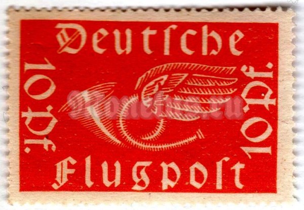 марка Немецкий рейх 10 рейхспфенинг "Flying Post Horn" 1919 год