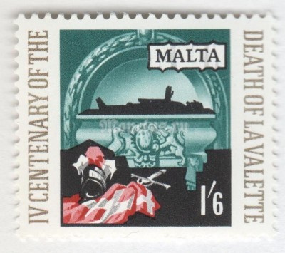марка Мальта 1,6 шиллинга "La Valette's Tomb" 1968 год