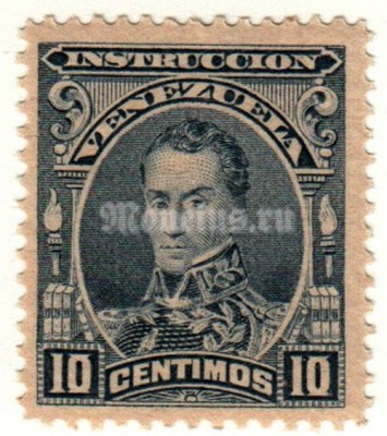марка Венесуэла 10 сентимо 1904-07 год Генерал Боливар