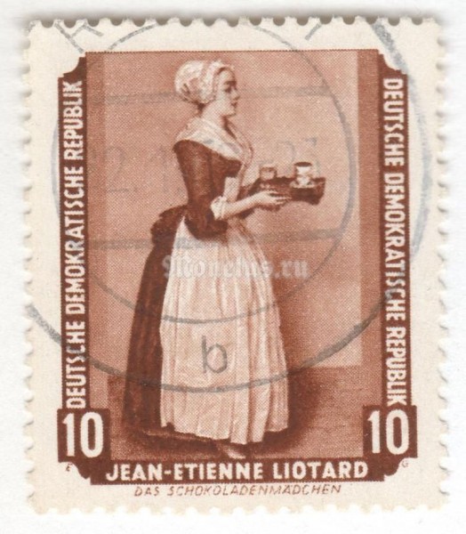 марка ГДР 10 пфенниг "J. E. Liotard" 1955 год Гашение