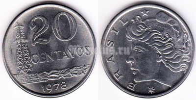 монета Бразилия 20 сентаво 1978 год