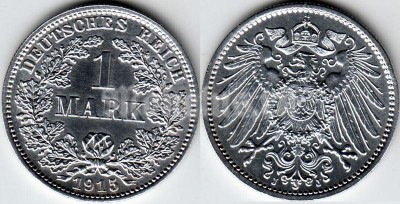монета Германия 1 марка 1915 год J