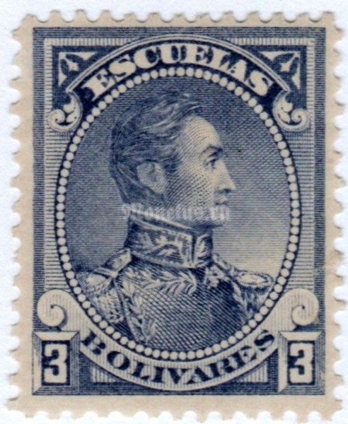 марка Венесуэла 3 боливара "Simón Bolívar" 1888 год 