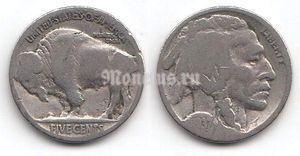 Монета США 5 центов 1937 год
