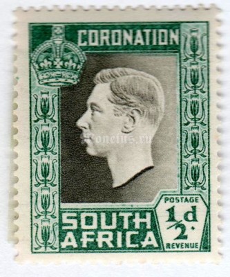 марка Южная Африка 1/2 пенни "Coronation of King George VI*" 1937 год