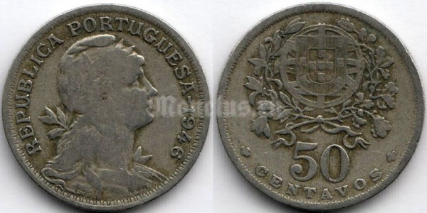 монета Португалия 50 сентаво 1946 год