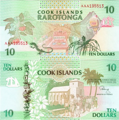 бона Острова Кука 10 долларов 1992 год