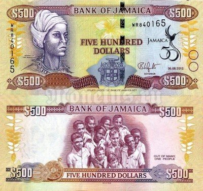 бона Ямайка 500 долларов 2012 год "50 лет Независимости"