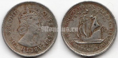 монета Восточные Карибы 10 центов 1965 год