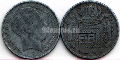монета Бельгия 5 франков 1941 год Леопольд III