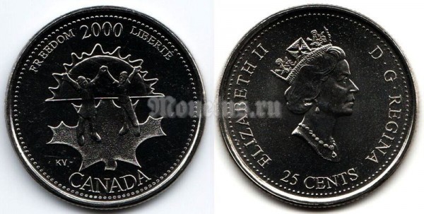 Монета Канада 25 центов 2000 год Серия Миллениум - Свобода
