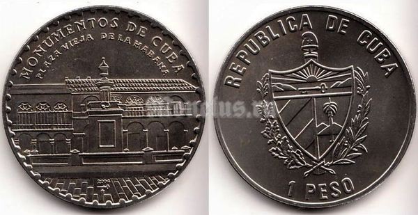 монета Куба 1 песо 2004 год монументы Кубы - Старая площадь Гавана