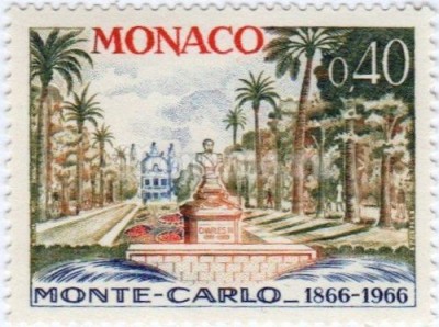 марка Монако 0,40 франка "Monument of Charles III in the Monte Carlo Gardens" 1966 год