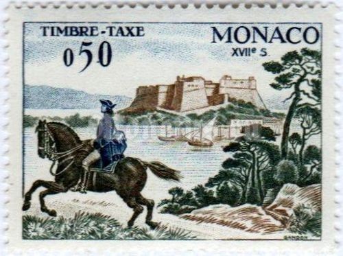 марка Монако 0,50 франка "Mounted postman (17th cent.)" 1960 год