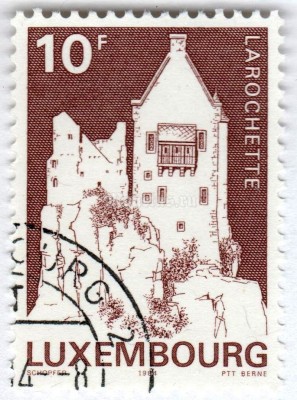 марка Люксембург 10 франков "Larochette castle" 1984 год Гашение