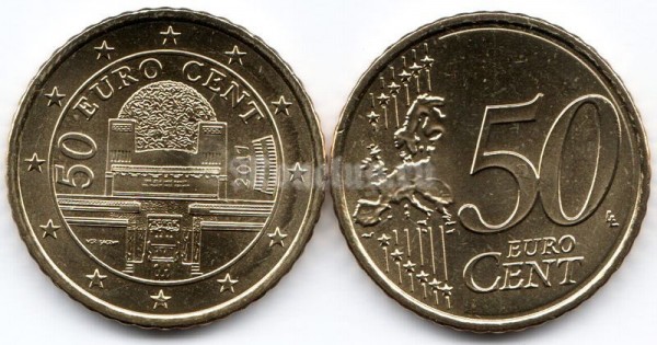 монета Австрия 50 евро центов 2017 год