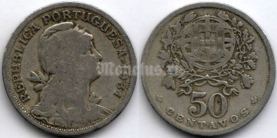 монета Португалия 50 сентаво 1931 год