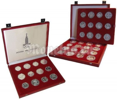 Набор из 28-ми монет 5 и 10 рублей 1977-1980 года Олимпиада-80 PROOF