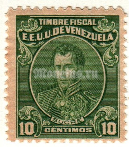 марка Венесуэла 10 сентимо 1915 год Антонио Хосе де Сукре