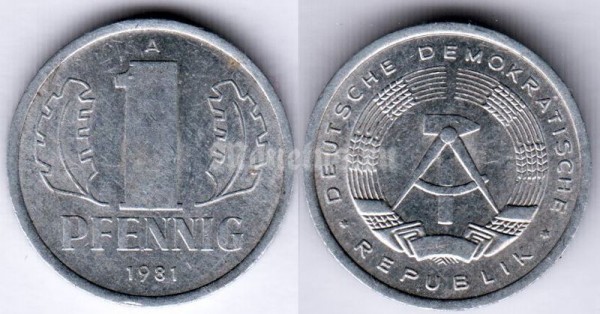 Монета Германия 1 пфенниг 1981 год