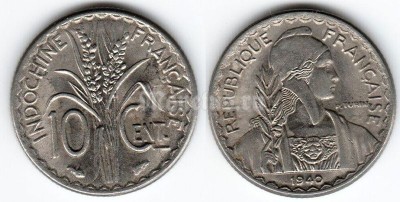 монета Французский Индокитай 10 центов 1939 - 1941 год