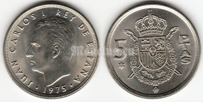 Монета Испания 5 песет 1975 (1977) год