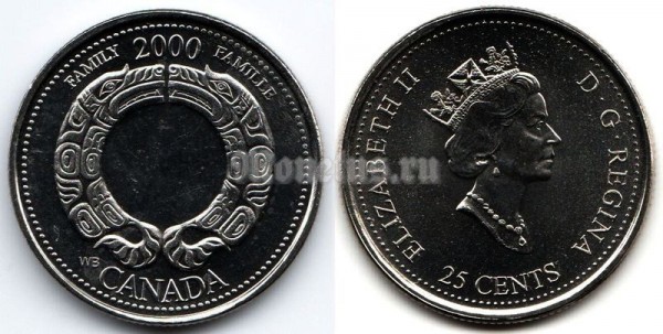 Монета Канада 25 центов 2000 год Серия Миллениум - Семья