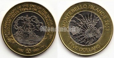 монета Монтебелло 5 долларов 2013 год