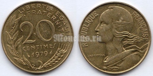 монета Франция 20 сантимов 1979 год