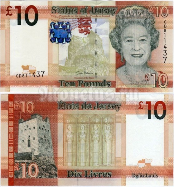 банкнота Джерси (Великобритания) 10 фунтов 2010 год