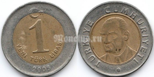 монета Турция 1 новая лира 2005 год