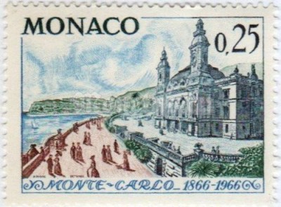марка Монако 0,25 франка "Casino of Monte Carlo" 1966 год