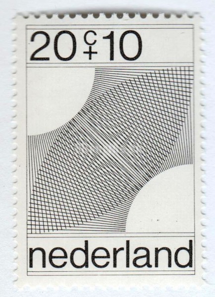 марка Нидерланды 20+10 центов "Social Welfare Funds- Linear Structures" 1970 год