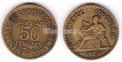 монета Франция 50 сантимов 1923 год