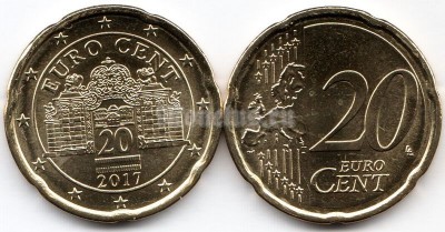 монета Австрия 20 евро центов 2017 год