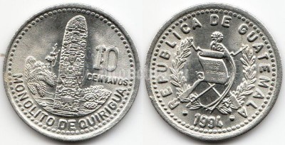 монета Гватемала 10 сентаво 1994 год