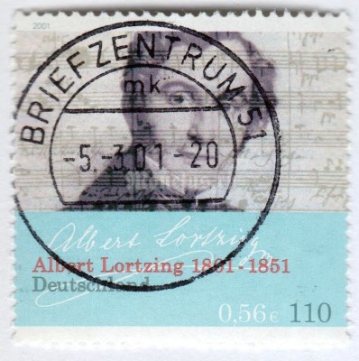 марка ФРГ 110 пфенниг "Lortzing, Albert" 2001 год Гашение