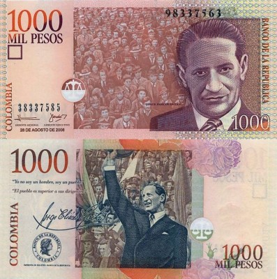 бона Колумбия 1000 песо 2008 год