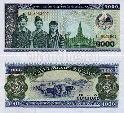 Банкнота Лаос 1000 кип 1996 год