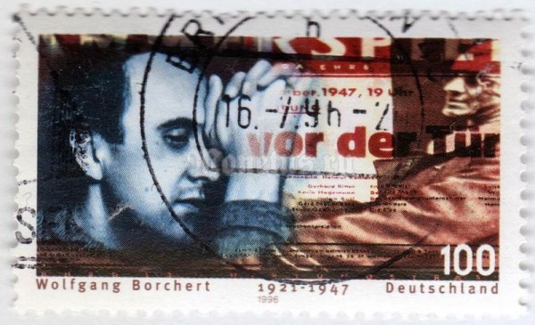 марка ФРГ 100 пфенниг "Wolfgang Borchert (1921-1947), writer" 1996 год Гашение