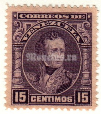 марка Венесуэла 15 сентимо 1909 год Антонио Хосе де Сукре